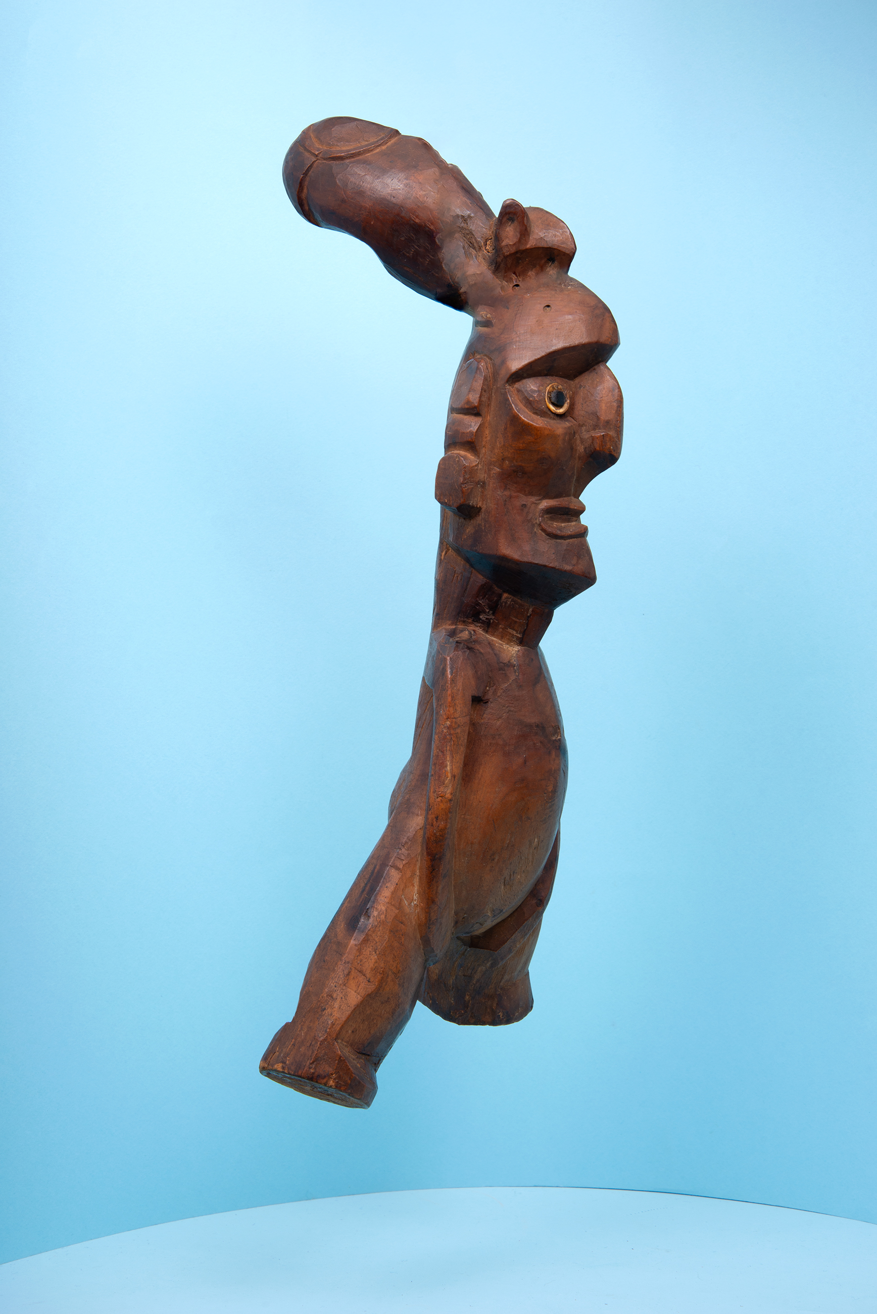 Escultura antropomorfa. Madera, hueso, obsidiana. Mōai vi’e (taŋata). Juan Tepano | Rapanui. 1890-1904 d c. MCHAP, 3646